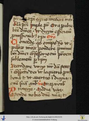 [Beiliegend] Gleichzeitiges Papierblatt mit Orationen.