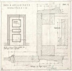Fischer, Theodor; Nürnberg; Haus Adelsberger - Normaltüren (Ansichten, Schnitte)