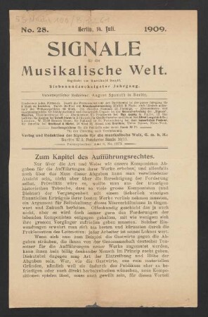 [Zeitungsartikel] Zum Kapitel des Aufführungsrechtes