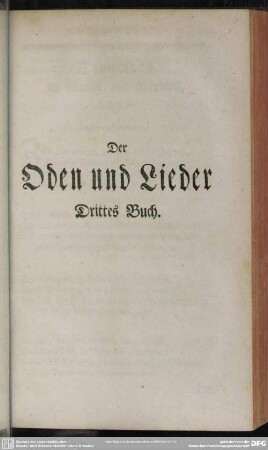 Der Oden und Lieder Drittes Buch
