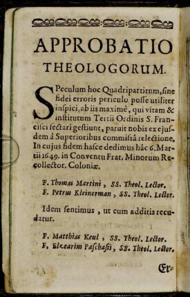 Approbatio Theologorum.