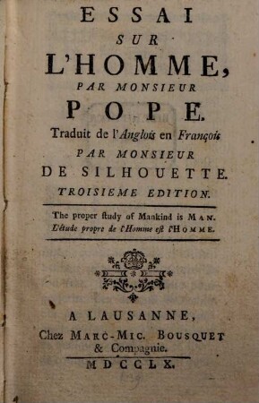 Essai sur l'homme