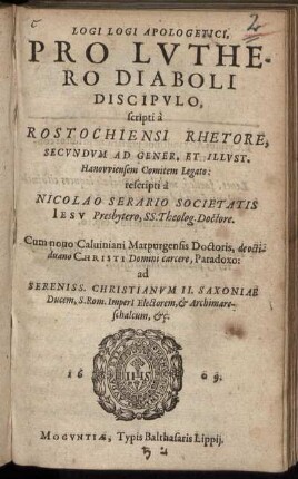 Logi Logi Apologetici, Pro Luthero Diaboli Discipulo