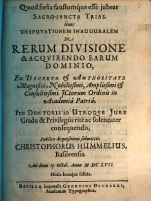 De rerum divisione et acquirendo earum dominio