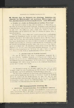 a. Redaktion der "Annalen der Hydrographie und maritimen Meteorologie".