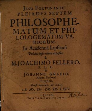 Pleiades Septem Philosophematum Et Philologematum Variorum