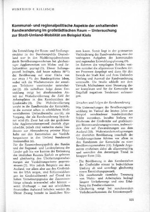 Kommunal- und regionalpolitische Aspekte der anhaltenden Randwanderung im großstädtischen Raum - Untersuchung zur Stadt-Umland-Mobilität am Beispiel Kiels.