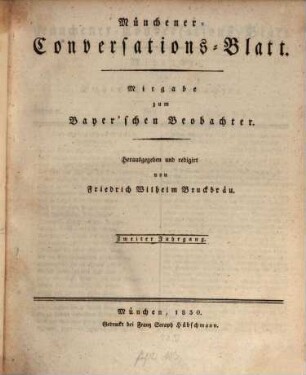 Münchener Conversations-Blatt. 1830,1 = 2. Jg.