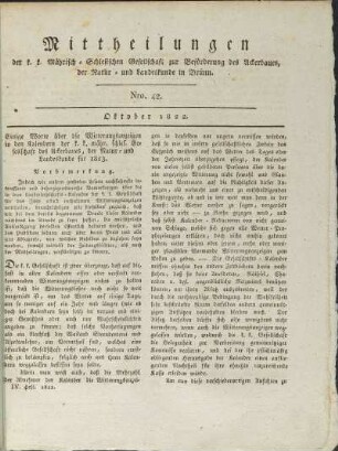 Mittheilungen. Nro. 42. Oktober 1822.