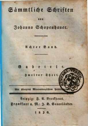 Sämmtliche Schriften, 8. Gabriele ; Theil 2