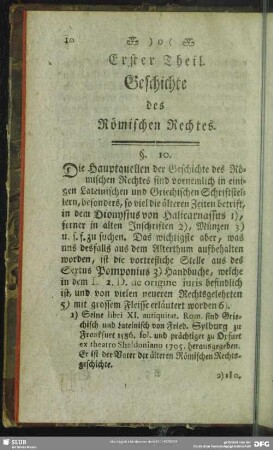 Erster Theil. Geschichte des Römischen Rechts