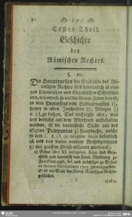Erster Theil. Geschichte des Römischen Rechts