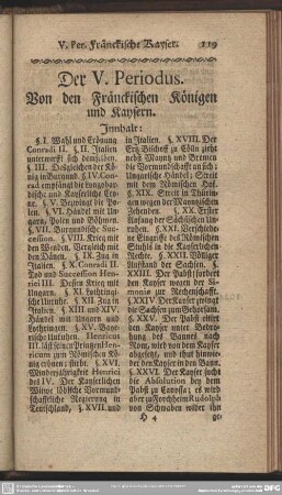 Der V. Periodus. Von den Fränckischen Königen und Kaysern