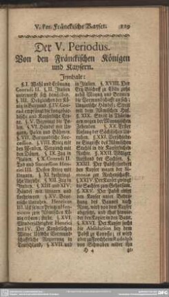 Der V. Periodus. Von den Fränckischen Königen und Kaysern