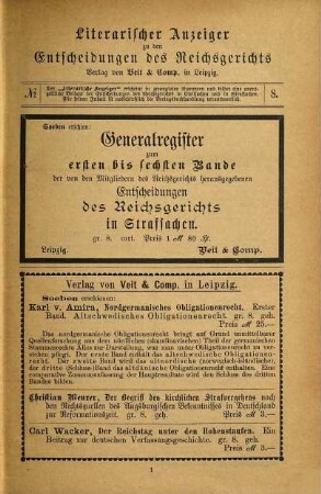 Entscheidungen des Reichsgerichts in Zivilsachen. 7. 1882