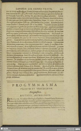 Progymnasma Primum Et Tricesimum. Prognastica