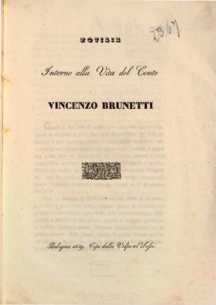 Notizie intorno alla vita del conte Vincenzo Brunetti