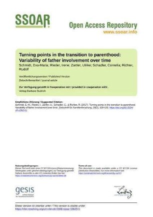 Turning points in the transition to parenthood: Variability of father involvement over time