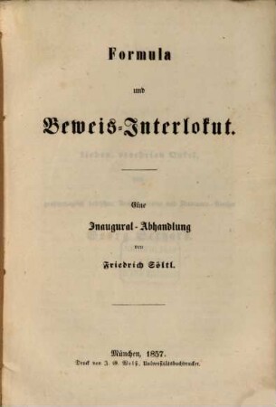 Formula und Beweis-Interlokut : Eine Inaugural-Abhandlung