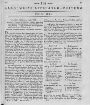 Quellen und Forschungen zur Geschichte der Teutschen Literatur und Sprache. Bd. 1, Abt. 1. Hrsg. v. F. J. Mone. Aachen, Leipzig: Meyer 1830 (Beschluss der im vorigen Stück abgebrochenen Recension.)