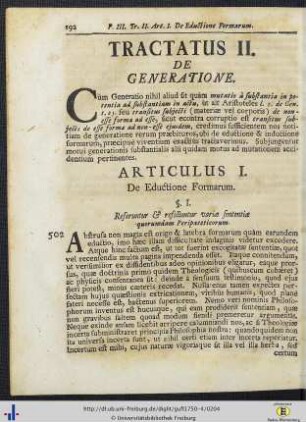 Tractatus II. De Generatione.