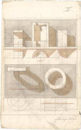 Lange, Ludwig; Darstellende Geometrie - Schattenwürfe verschiedener Hohlkörper (Ansichten)