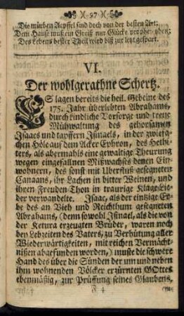 VI. Der wohlgerathne Schertz.
