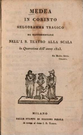 Medea in Corinto : Melodramma tragico