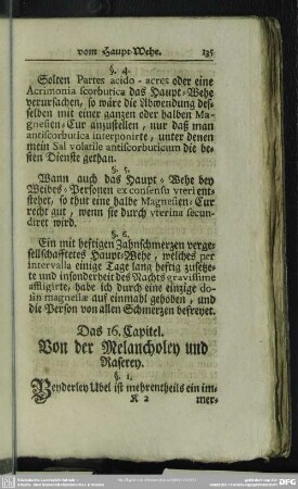 Das 16. Capitel. Von der Melancholey und Raserey