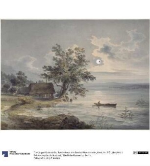 Bauernhaus am See bei Mondschein