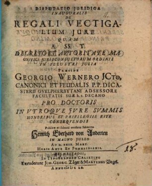 Disp. iur. inaug. de regali vectigalium iure