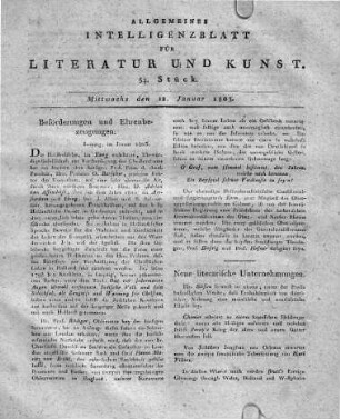 Neue literarische Unternehmungen.