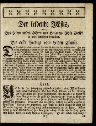 Der leidende JEsus, oder: Das Leiden unsers HErrn und Heilandes JEsu Christi. in neun Predigten betrachtet