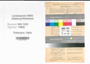 Entnazifizierung Hans Pothmann , geb. 09.09.1920 (Polizeibeamter)