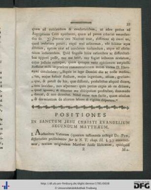 Positiones In Sanctum Jesu Christi Evangelium Secundum Matthaeum.