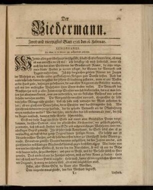 Zwey und viertzigstes Blatt 1728 den 16 Februar