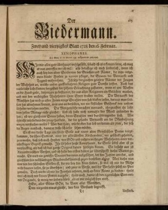 Zwey und viertzigstes Blatt 1728 den 16 Februar