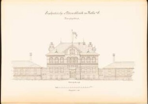 Psychiatrische und Nervenklinik der Martin-Luther-Universität Halle/Saale: Hauptgebäude: Westliche Ansicht 1:100