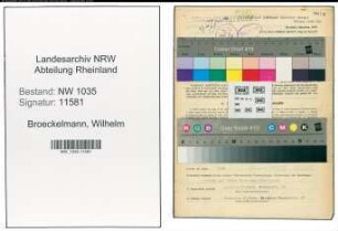 Entnazifizierung Wilhelm Broeckelmann , geb. 07.02.1902 (Maschinist)