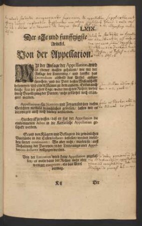 Der acht und funfftzigste Artickel. Von der Appellation.