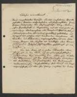 Brief von Franz Emanuel Schwarz an Regensburgische Botanische Gesellschaft