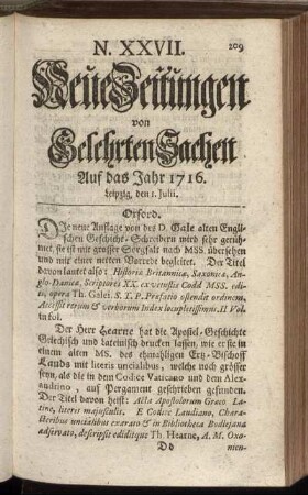 N. XXVII. Leipzig, den 1. Julii. - N. XXXI. Leipzig, den 29. Julii.