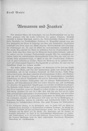 Alemannen und Franken. Ernst Wahle.