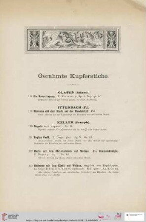 Gerahmte Kupferstiche (Nr. 118-131)