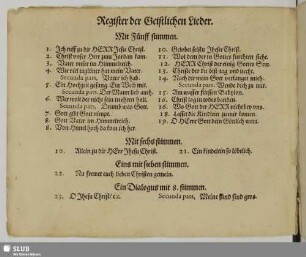 Register der Geistlichen Lieder.