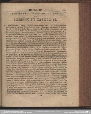 Dissertatio Trigesima Octava De Iosepho Et Carolo VI.