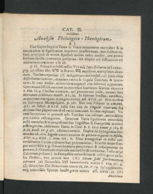 Cap. II. exhibens Analysin Philologico-Theologicam.