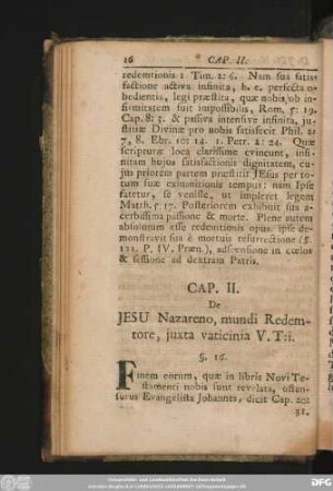 Cap. II. De Iesu Nazareno, mundi Redemtore, iuxta vaticinia V. T:i.