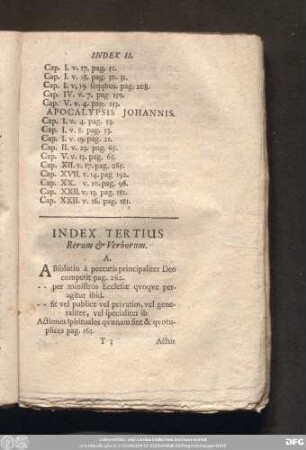 Index Tertius Rerum & Verborum.