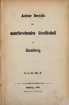 Bericht. 8. 1866/68. - 1868